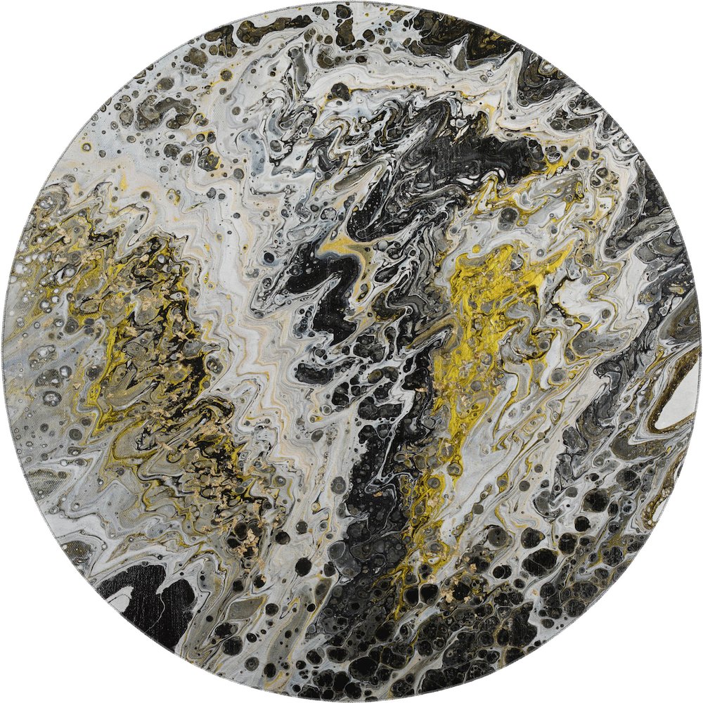 Premium Machine Washable Mayfield  Midnight 8' x 8' Round Rug. Picture 1