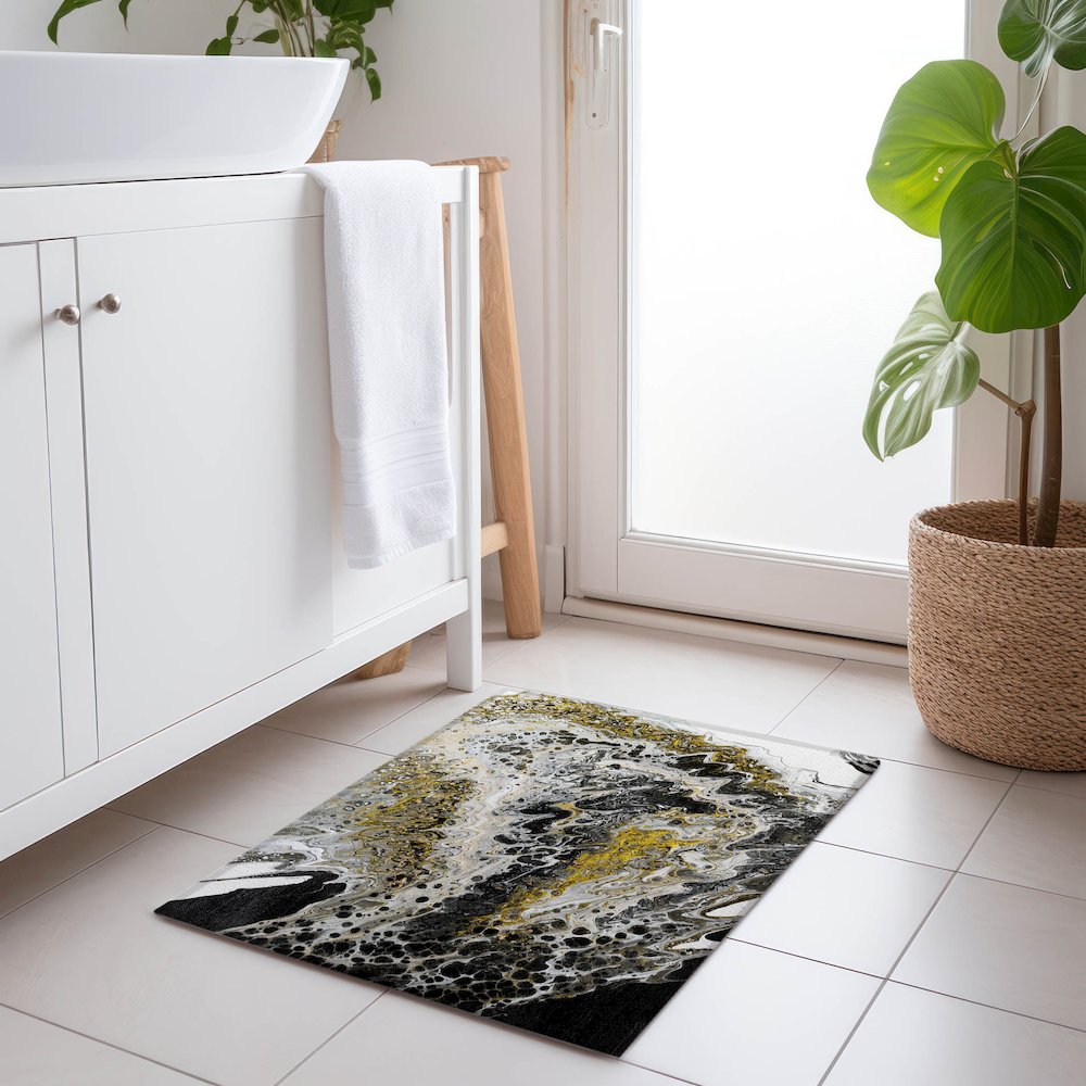 Premium Machine Washable Mayfield  Midnight 1'8" x 2'6" Rug. Picture 5