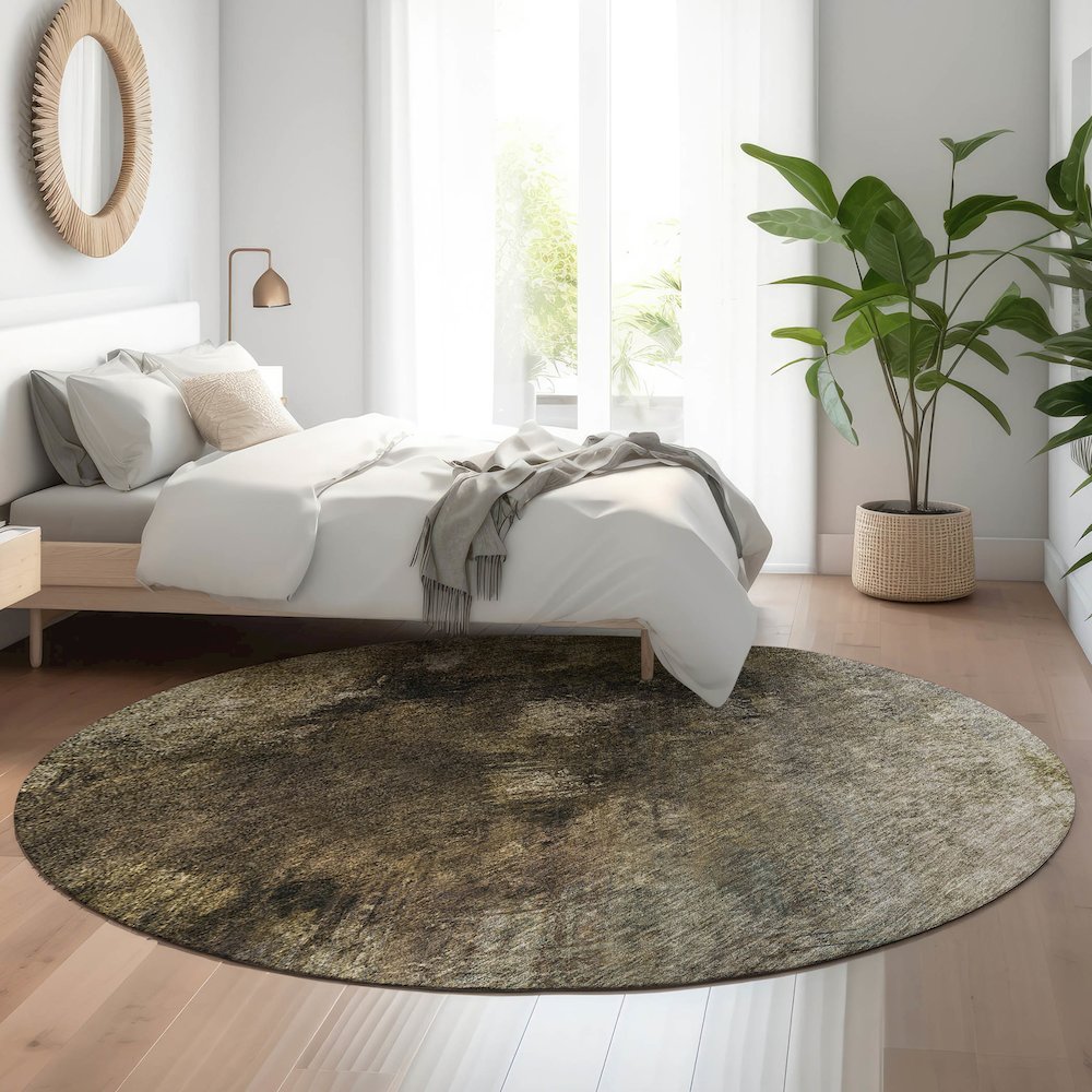 Premium Machine Washable Mayfield  Chocolate 8' x 8' Round Rug. Picture 5