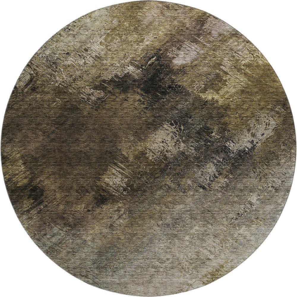 Premium Machine Washable Mayfield  Chocolate 8' x 8' Round Rug. Picture 1