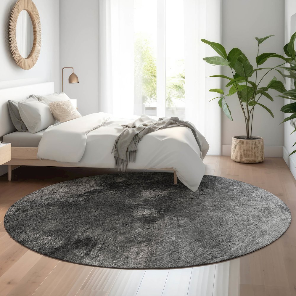 Premium Machine Washable Mayfield  Gray 8' x 8' Round Rug. Picture 5