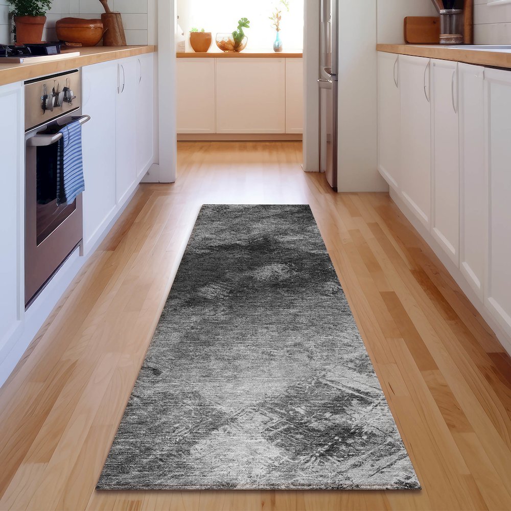 Premium Machine Washable Mayfield  Gray 2'3" x 7'6" Runner Rug. Picture 5