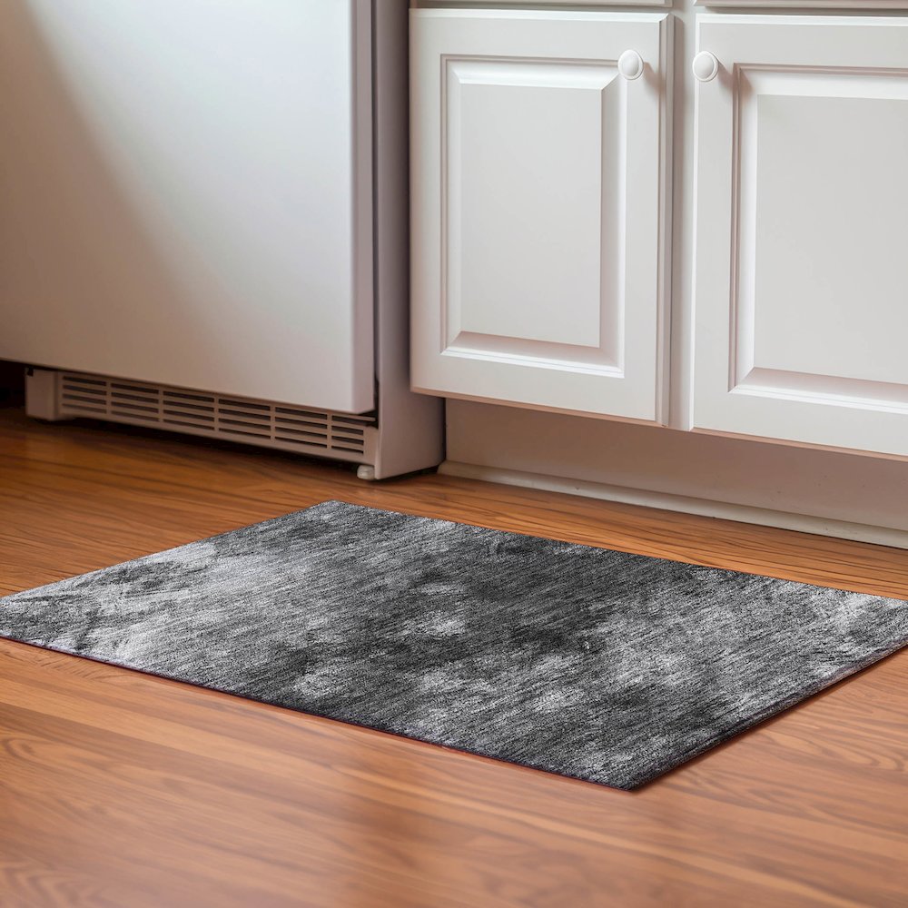 Premium Machine Washable Mayfield  Gray 1'8" x 2'6" Rug. Picture 5