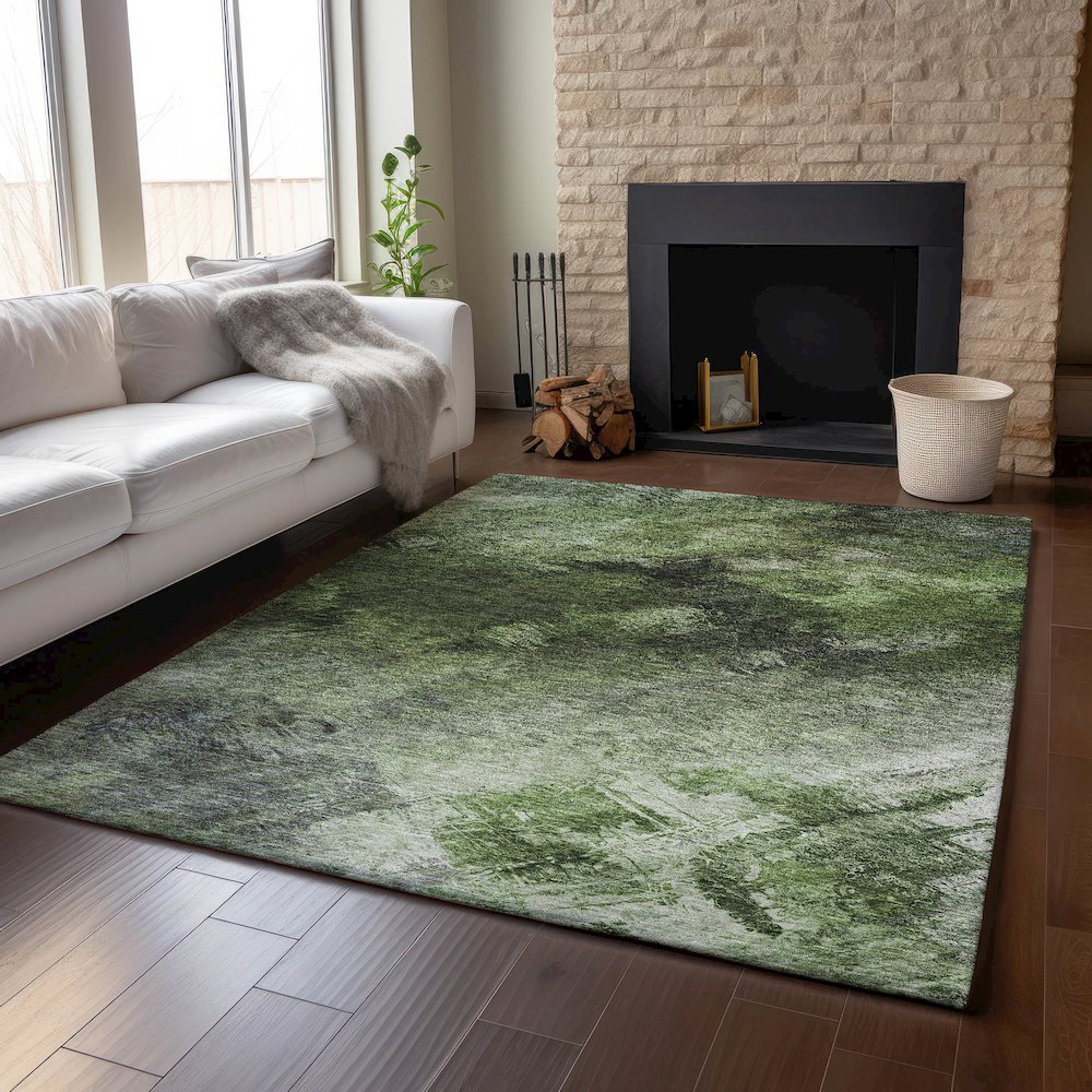 Premium Machine Washable Mayfield  Green 2'6" x 3'10" Rug. Picture 6