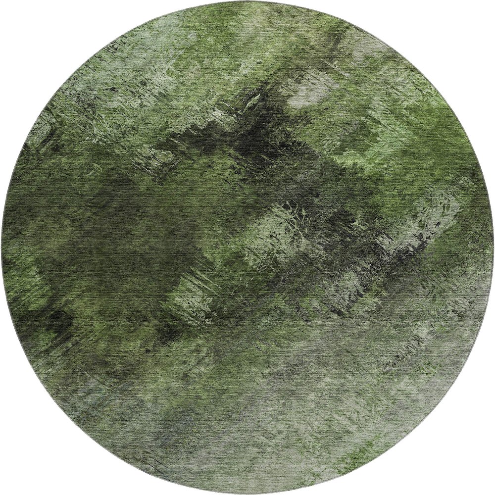Premium Machine Washable Mayfield  Green 8' x 8' Round Rug. Picture 1