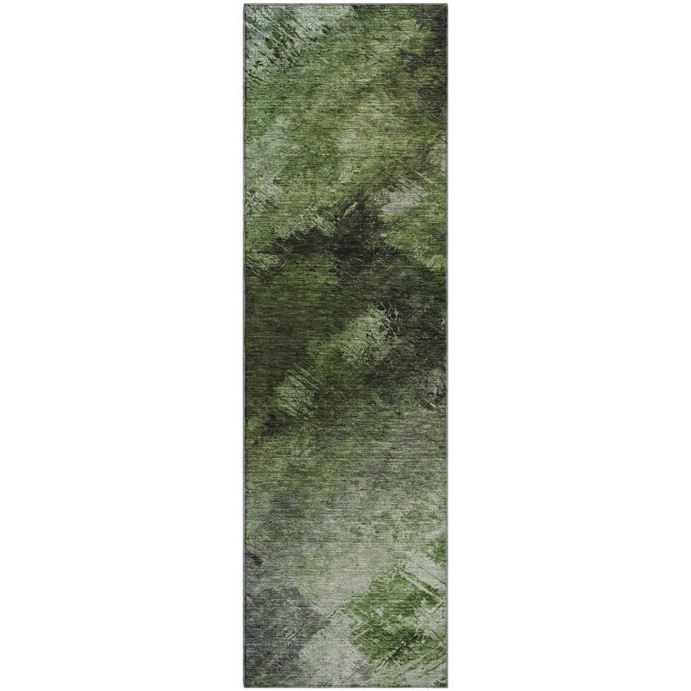 Premium Machine Washable Mayfield  Green 2'3" x 7'6" Runner Rug. Picture 1
