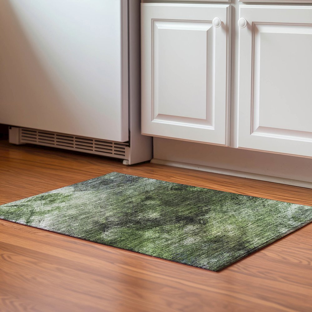Premium Machine Washable Mayfield  Green 1'8" x 2'6" Rug. Picture 5