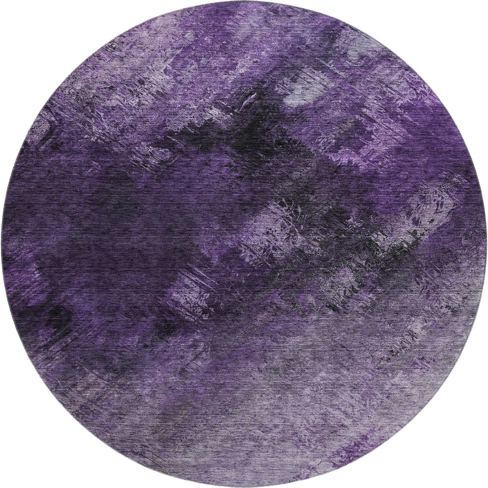 Premium Machine Washable Mayfield  Purple 8' x 8' Round Rug. Picture 1