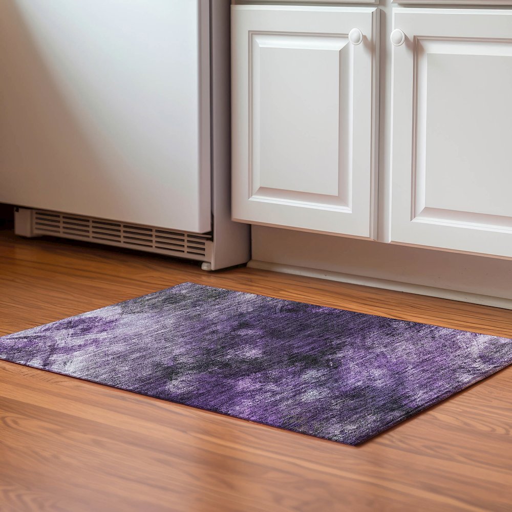 Premium Machine Washable Mayfield  Purple 1'8" x 2'6" Rug. Picture 5