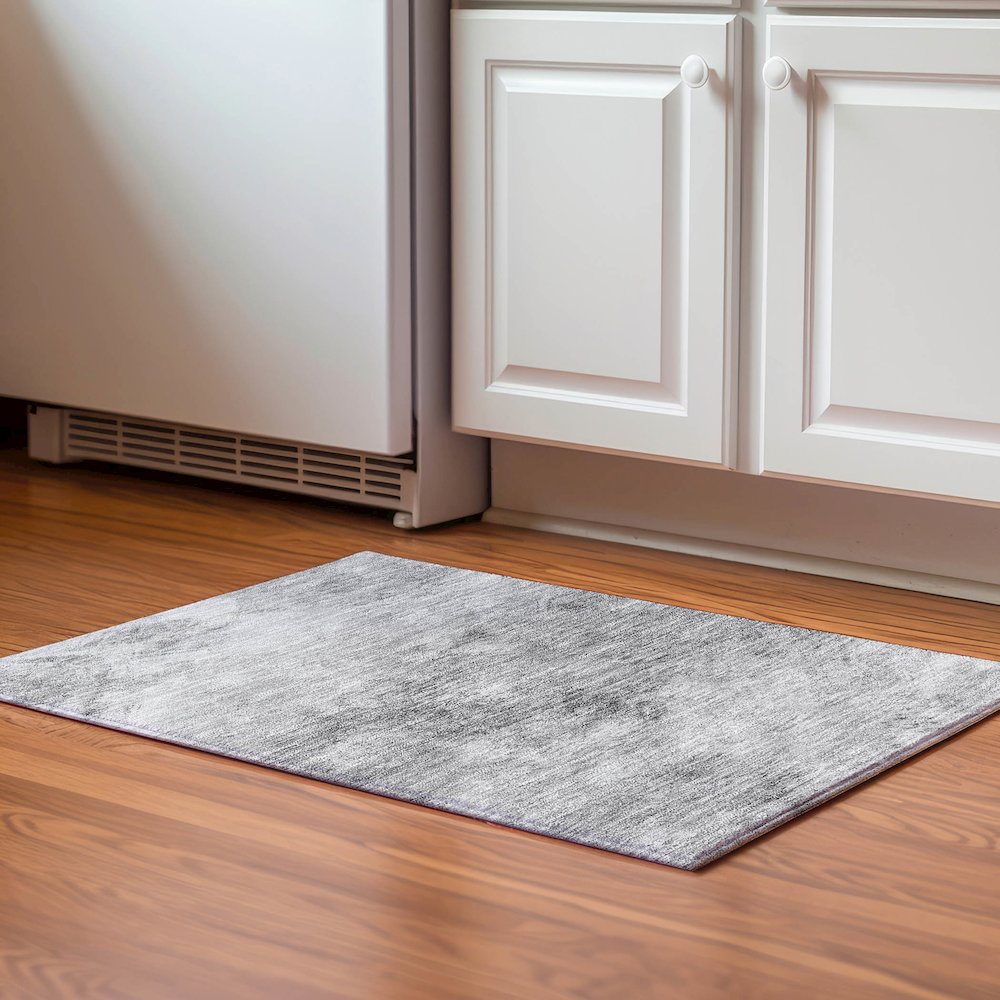 Premium Machine Washable Mayfield  Silver 1'8" x 2'6" Rug. Picture 5