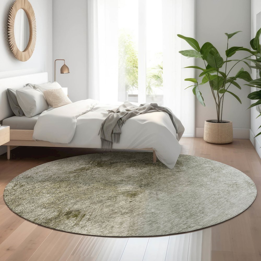 Premium Machine Washable Mayfield  Taupe 8' x 8' Round Rug. Picture 5