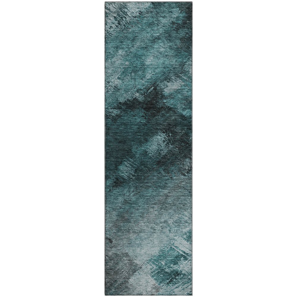 Premium Machine Washable Mayfield  Teal 2'3" x 7'6" Runner Rug. Picture 1