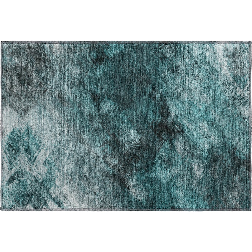 Premium Machine Washable Mayfield  Teal 1'8" x 2'6" Rug. Picture 1