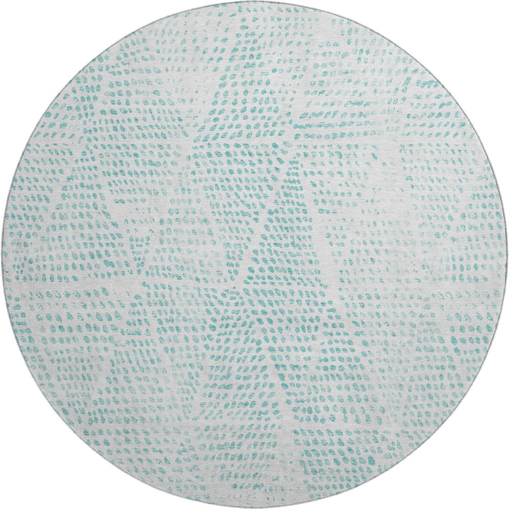 Premium Machine Washable Mayfield  Aqua 8' x 8' Round Rug. Picture 1
