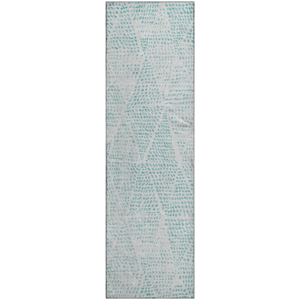 Premium Machine Washable Mayfield  Aqua 2'3" x 7'6" Runner Rug. Picture 1