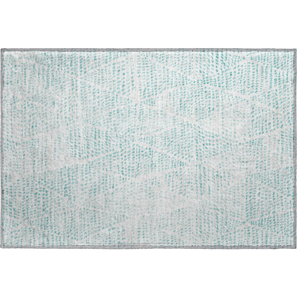 Premium Machine Washable Mayfield  Aqua 1'8" x 2'6" Rug. Picture 1