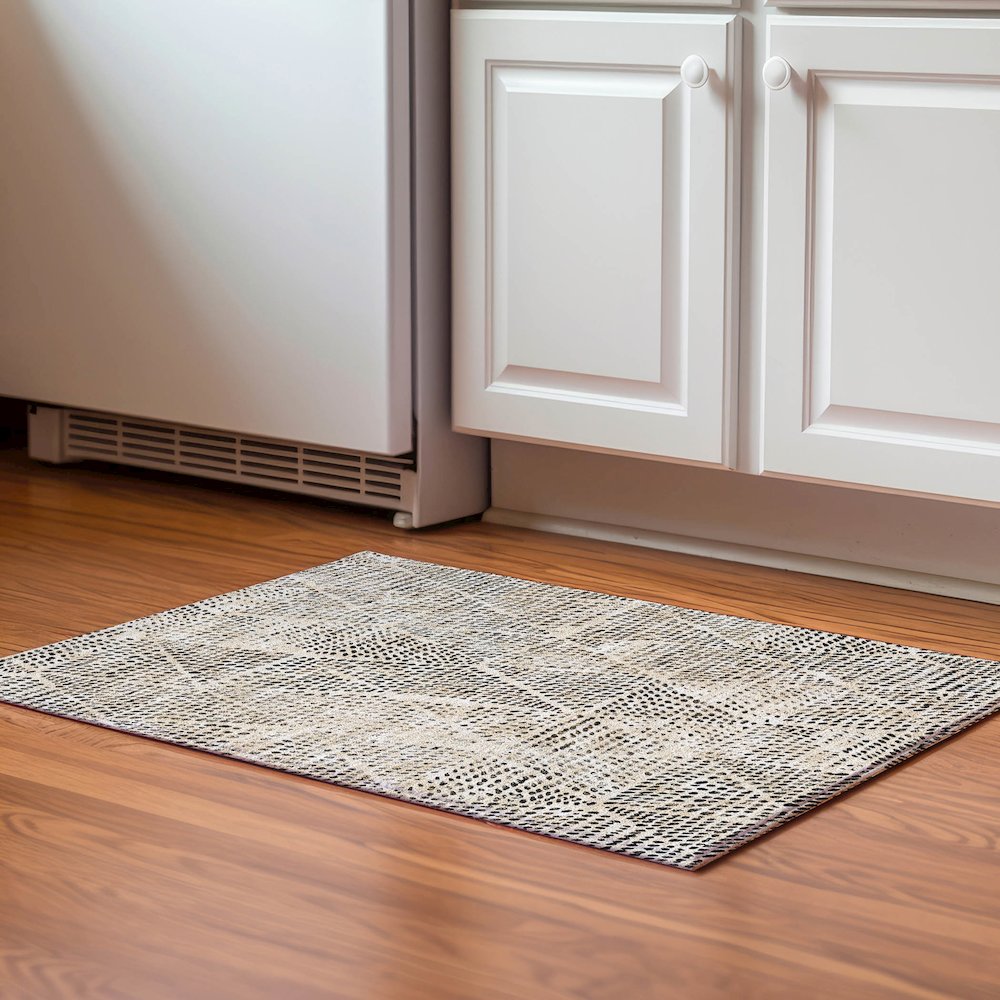Premium Machine Washable Mayfield  Beige 1'8" x 2'6" Rug. Picture 5