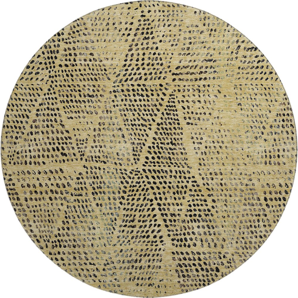 Premium Machine Washable Mayfield  Gold 8' x 8' Round Rug. Picture 1