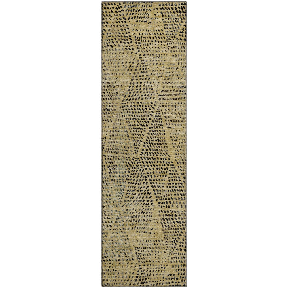 Premium Machine Washable Mayfield  Gold 2'3" x 7'6" Runner Rug. Picture 1