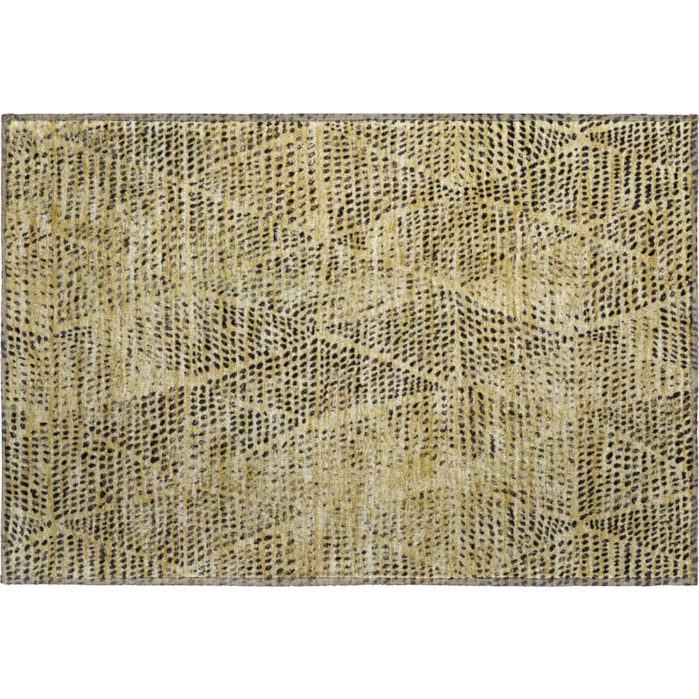 Premium Machine Washable Mayfield  Gold 1'8" x 2'6" Rug. Picture 1