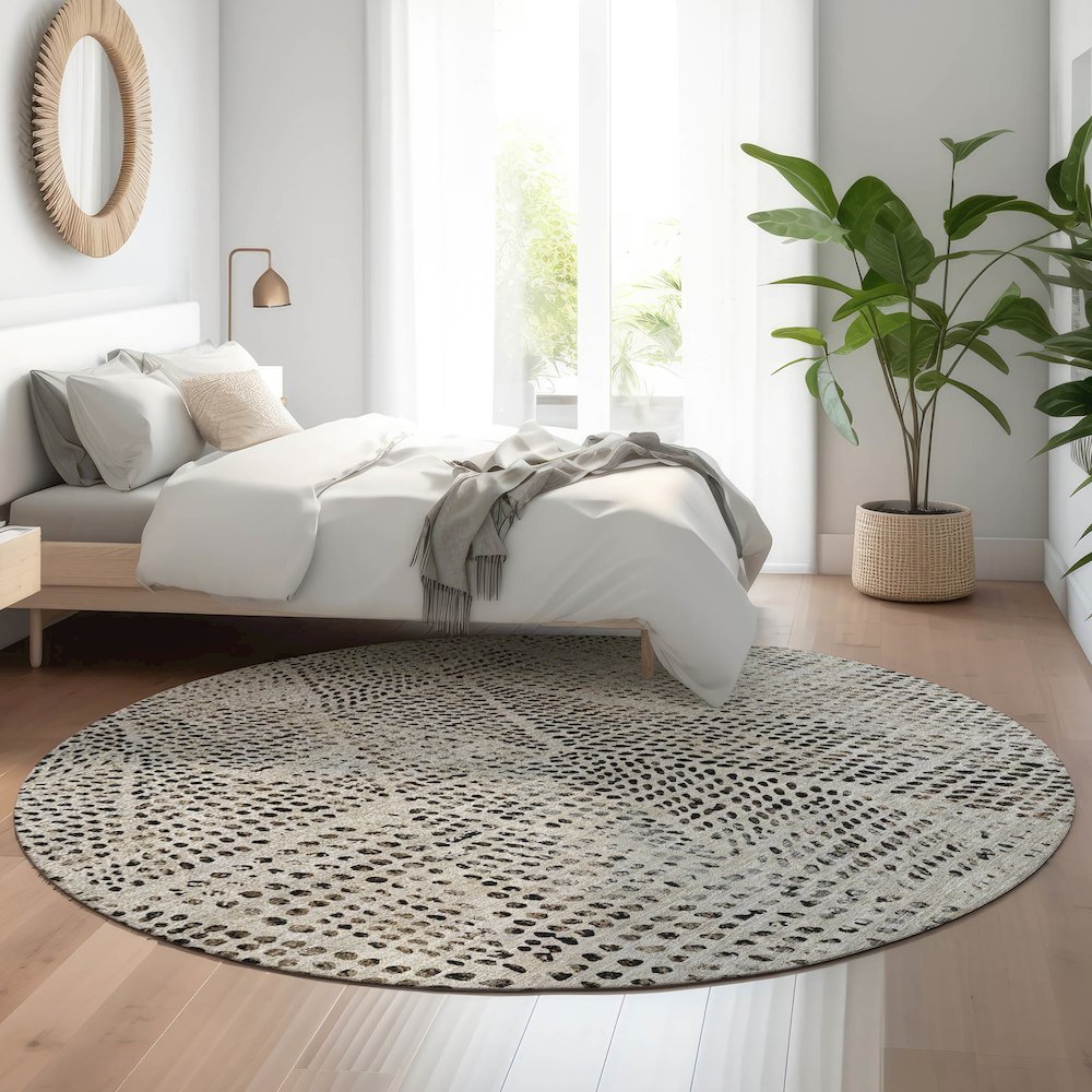 Premium Machine Washable Mayfield  Gray 8' x 8' Round Rug. Picture 5