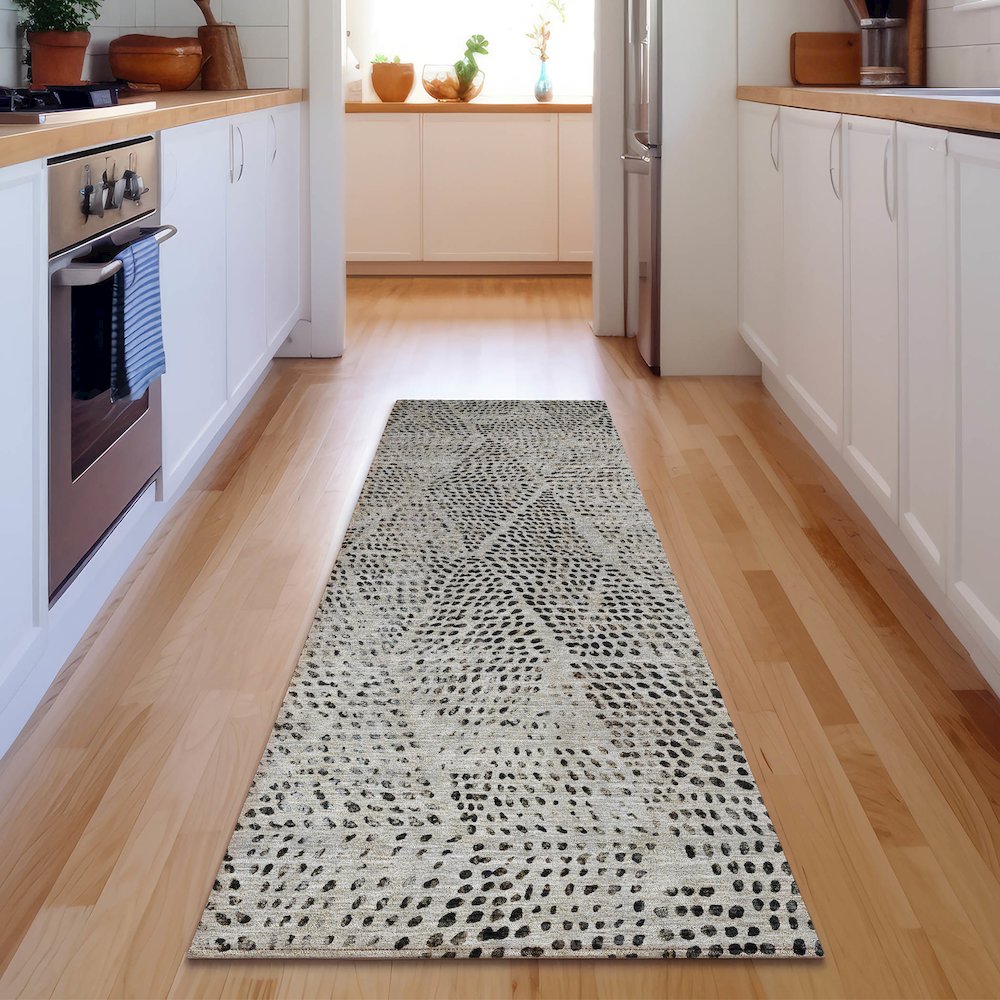 Premium Machine Washable Mayfield  Gray 2'3" x 7'6" Runner Rug. Picture 5