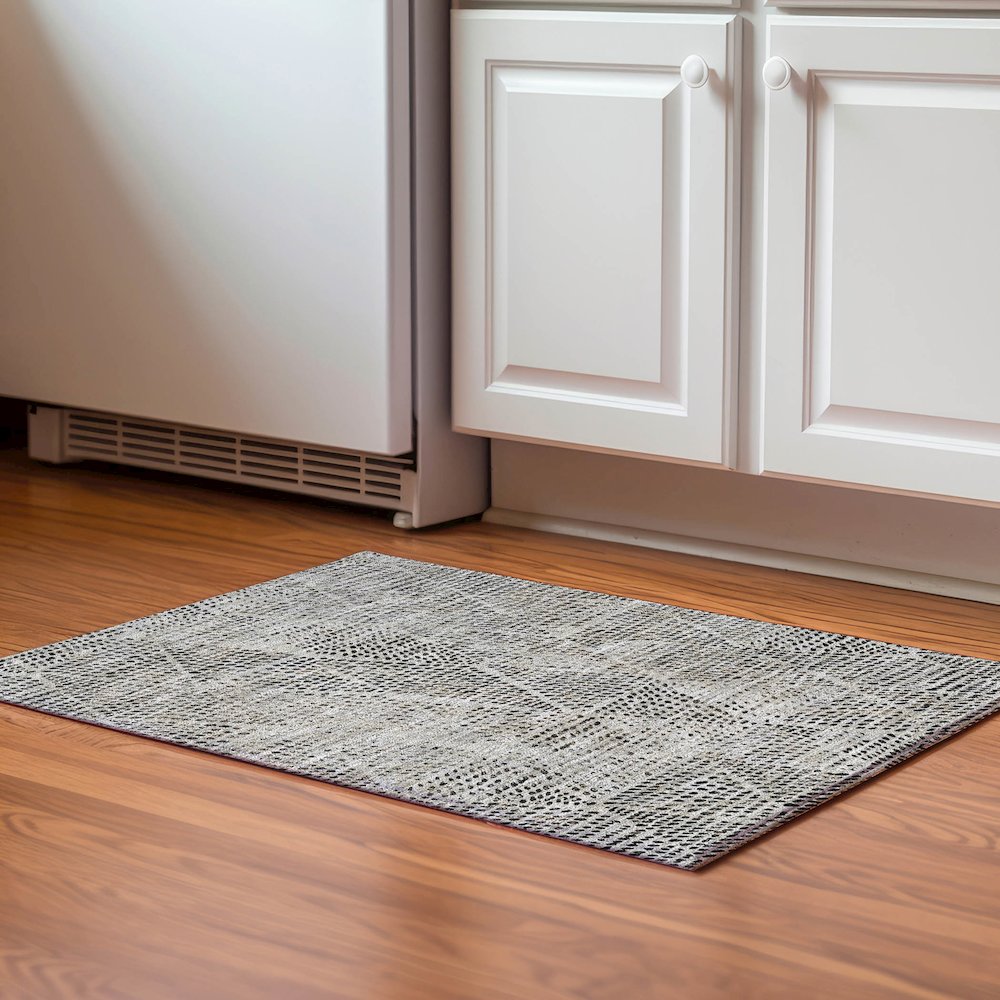 Premium Machine Washable Mayfield  Gray 1'8" x 2'6" Rug. Picture 5