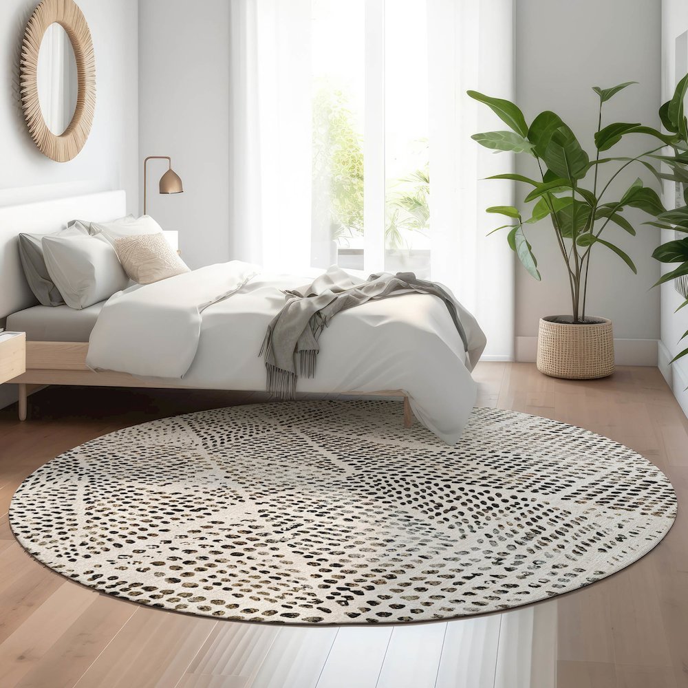 Premium Machine Washable Mayfield  Ivory 8' x 8' Round Rug. Picture 5