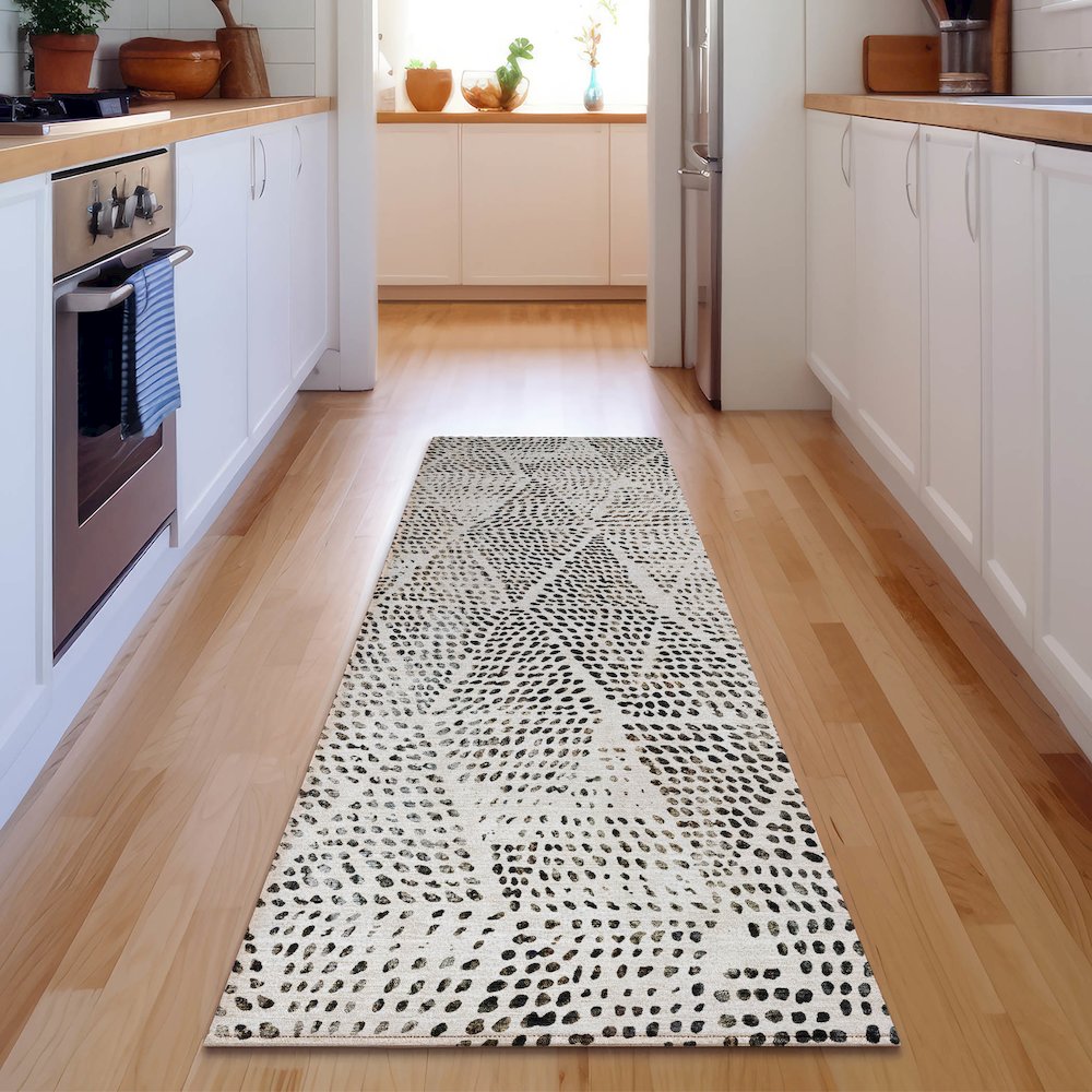 Premium Machine Washable Mayfield  Ivory 2'3" x 7'6" Runner Rug. Picture 5