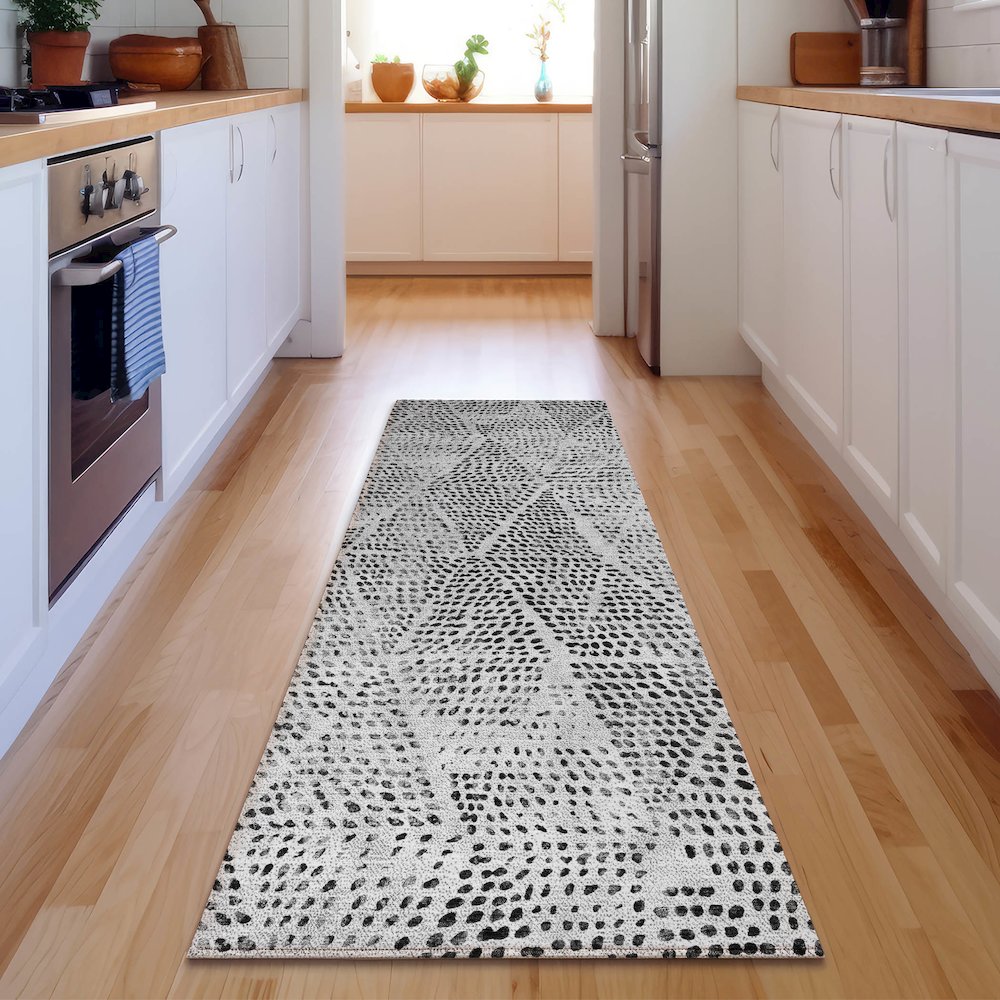 Premium Machine Washable Mayfield  Pewter 2'3" x 7'6" Runner Rug. Picture 5