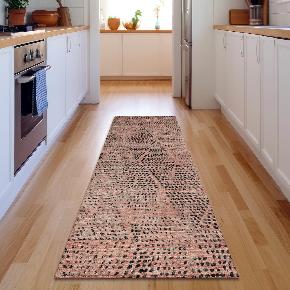 Premium Machine Washable Mayfield  Salmon 2'3" x 7'6" Runner Rug. Picture 5