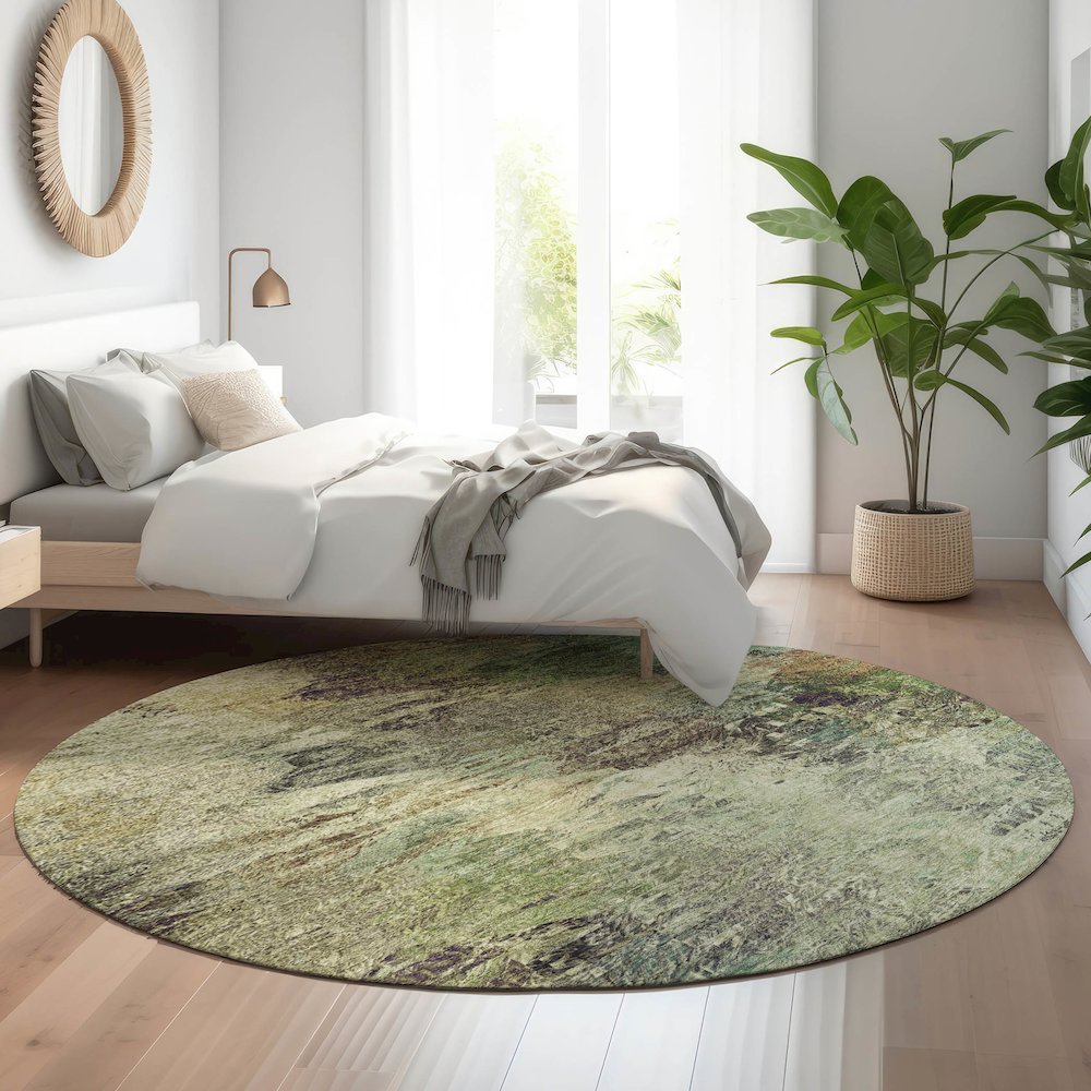 Premium Machine Washable Mayfield  Beige 8' x 8' Round Rug. Picture 5