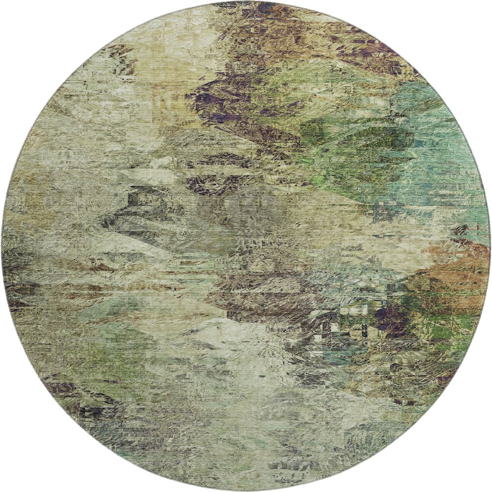 Premium Machine Washable Mayfield  Beige 8' x 8' Round Rug. Picture 1