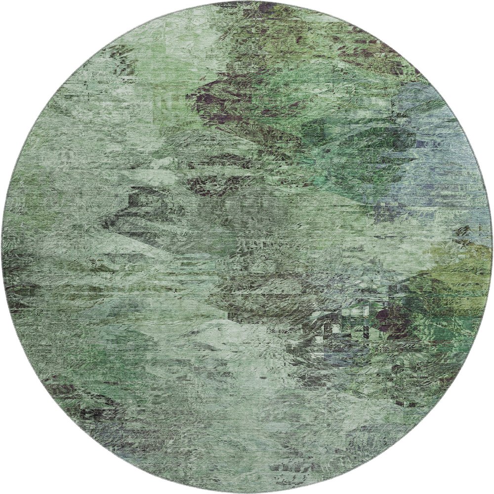 Premium Machine Washable Mayfield  Green 8' x 8' Round Rug. Picture 1