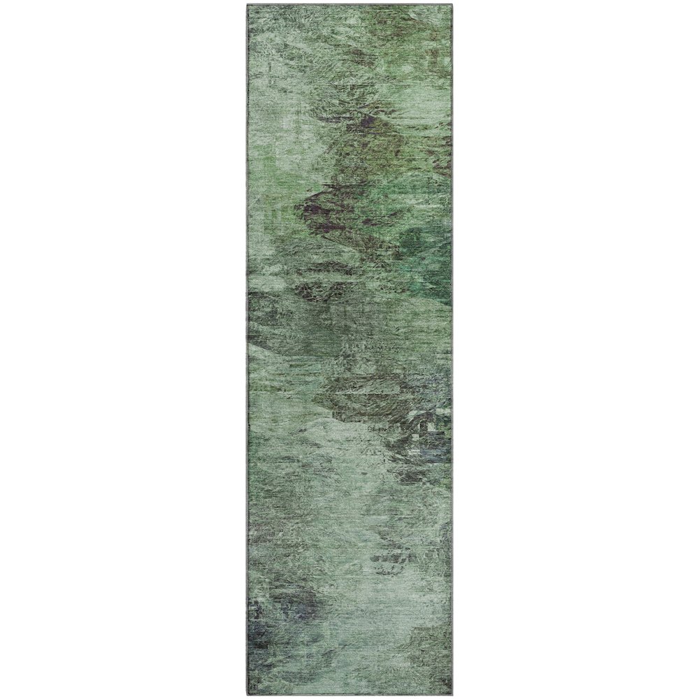Premium Machine Washable Mayfield  Green 2'3" x 7'6" Runner Rug. Picture 1