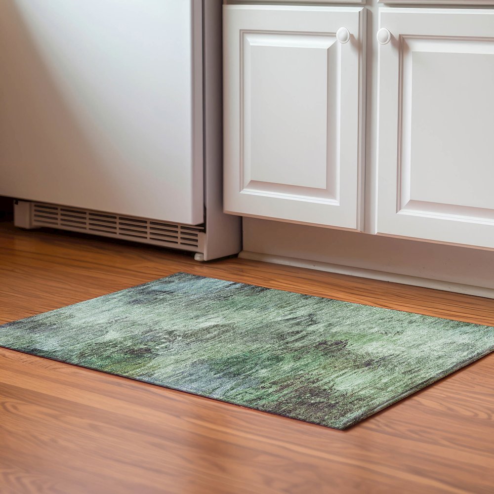 Premium Machine Washable Mayfield  Green 1'8" x 2'6" Rug. Picture 5