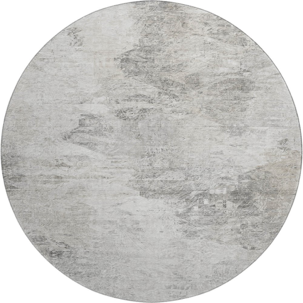 Premium Machine Washable Mayfield  Silver 8' x 8' Round Rug. Picture 1