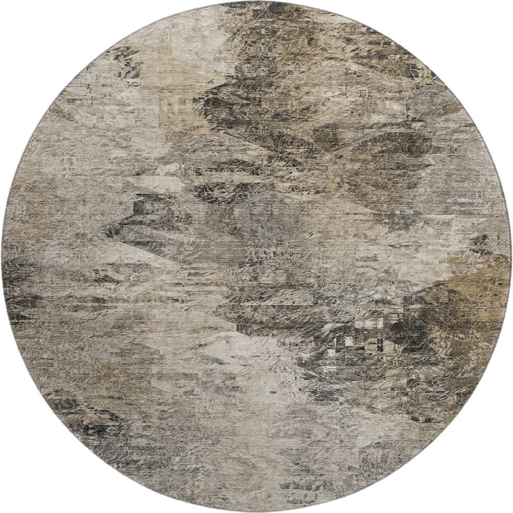 Premium Machine Washable Mayfield  Taupe 8' x 8' Round Rug. Picture 1