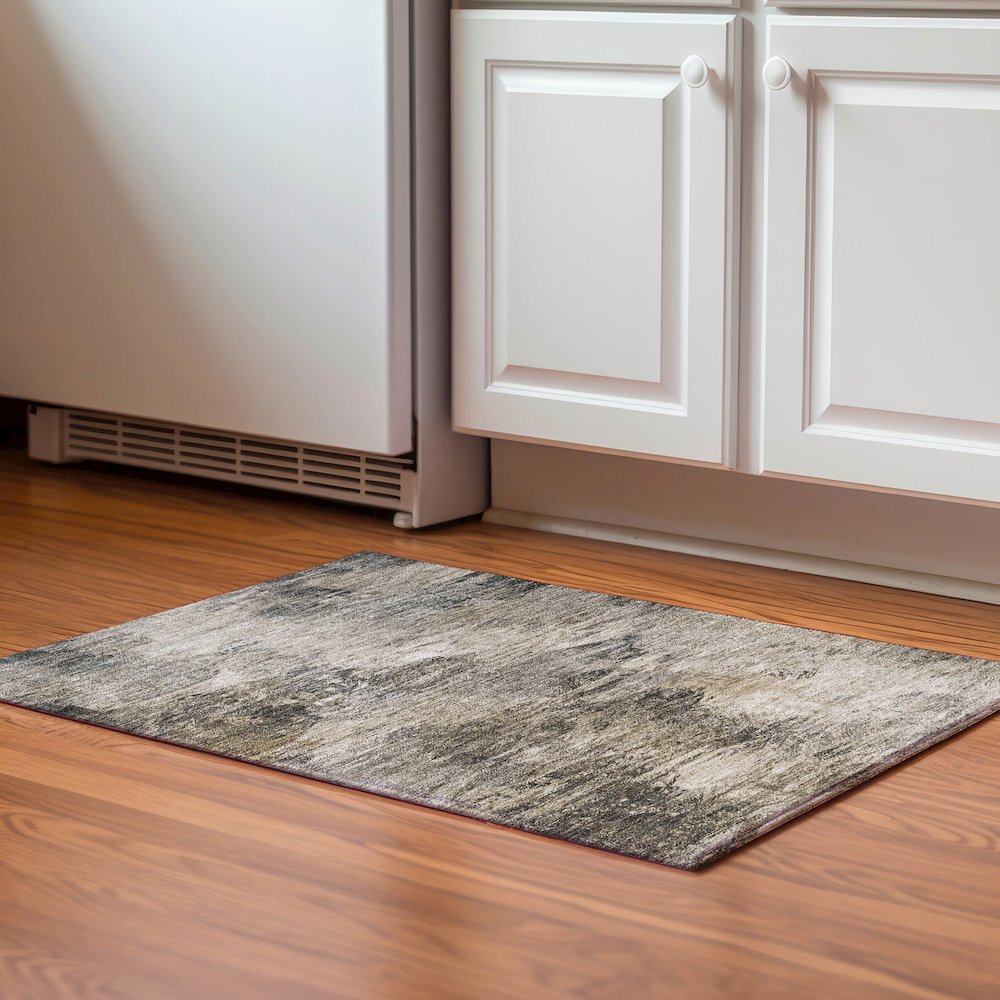 Premium Machine Washable Mayfield  Taupe 1'8" x 2'6" Rug. Picture 5
