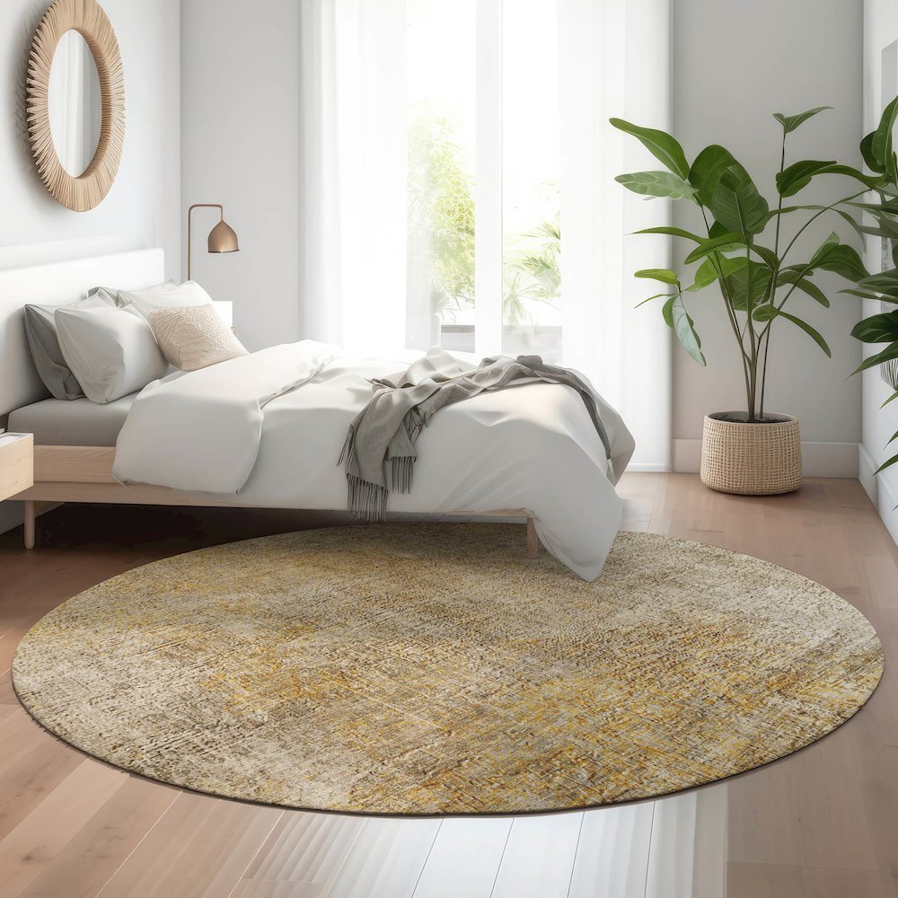 Premium Machine Washable Mayfield  Beige 8' x 8' Round Rug. Picture 5