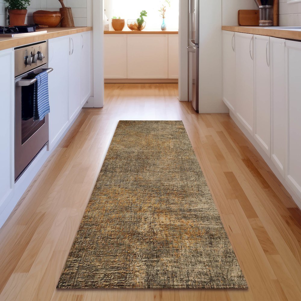 Premium Machine Washable Mayfield  Brown 2'3" x 7'6" Runner Rug. Picture 5