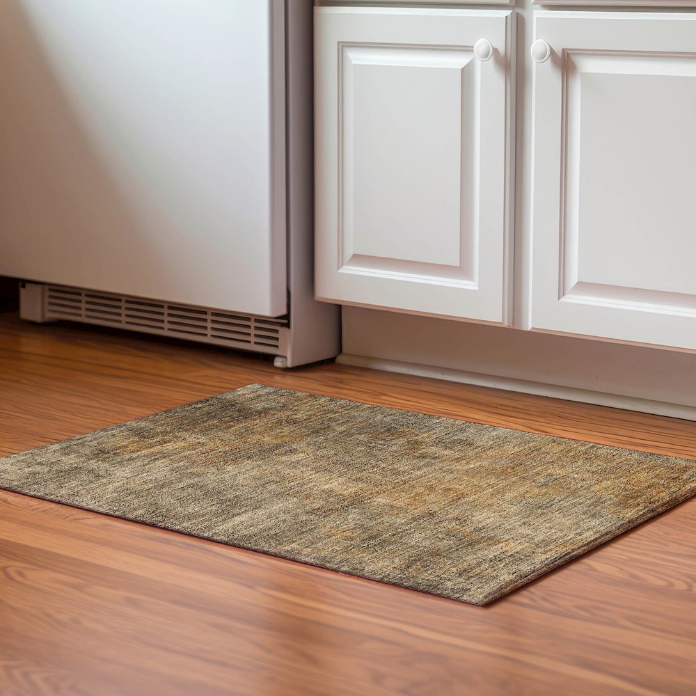Premium Machine Washable Mayfield  Brown 1'8" x 2'6" Rug. Picture 5