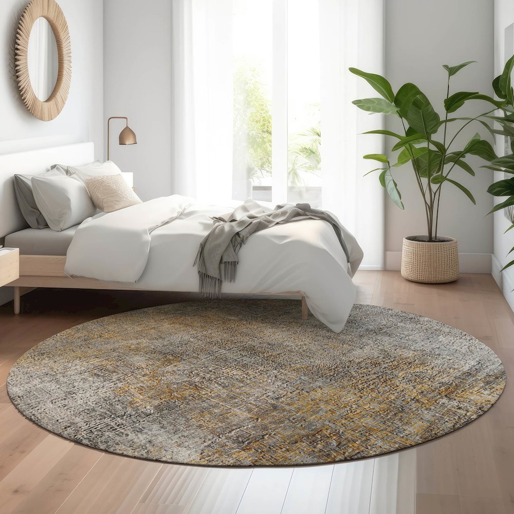 Premium Machine Washable Mayfield  Gray 8' x 8' Round Rug. Picture 5