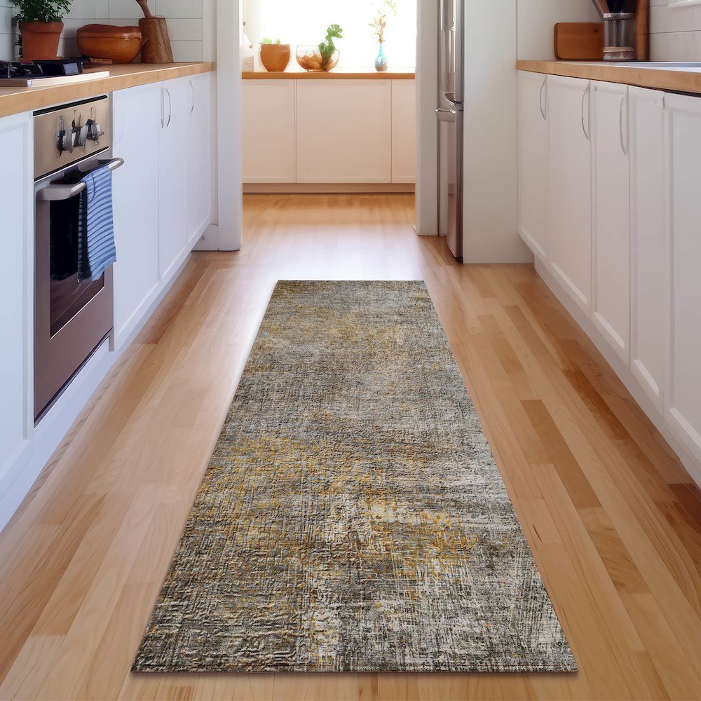 Premium Machine Washable Mayfield  Gray 2'3" x 7'6" Runner Rug. Picture 5