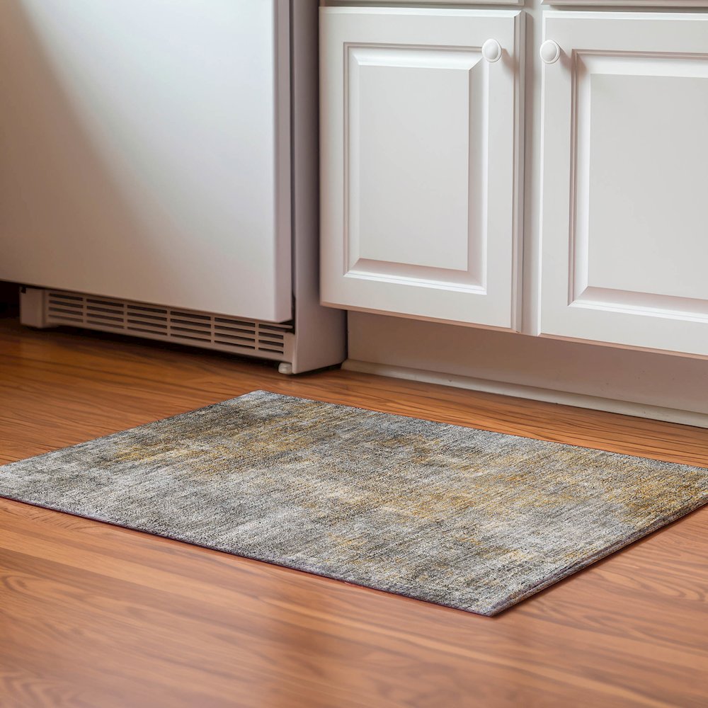 Premium Machine Washable Mayfield  Gray 1'8" x 2'6" Rug. Picture 5
