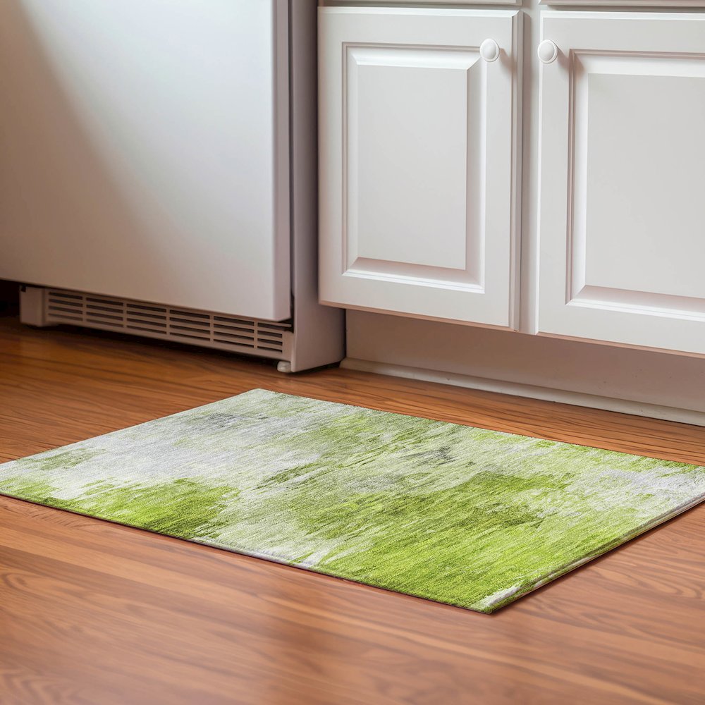 Premium Machine Washable Mayfield  Aloe 1'8" x 2'6" Rug. Picture 5