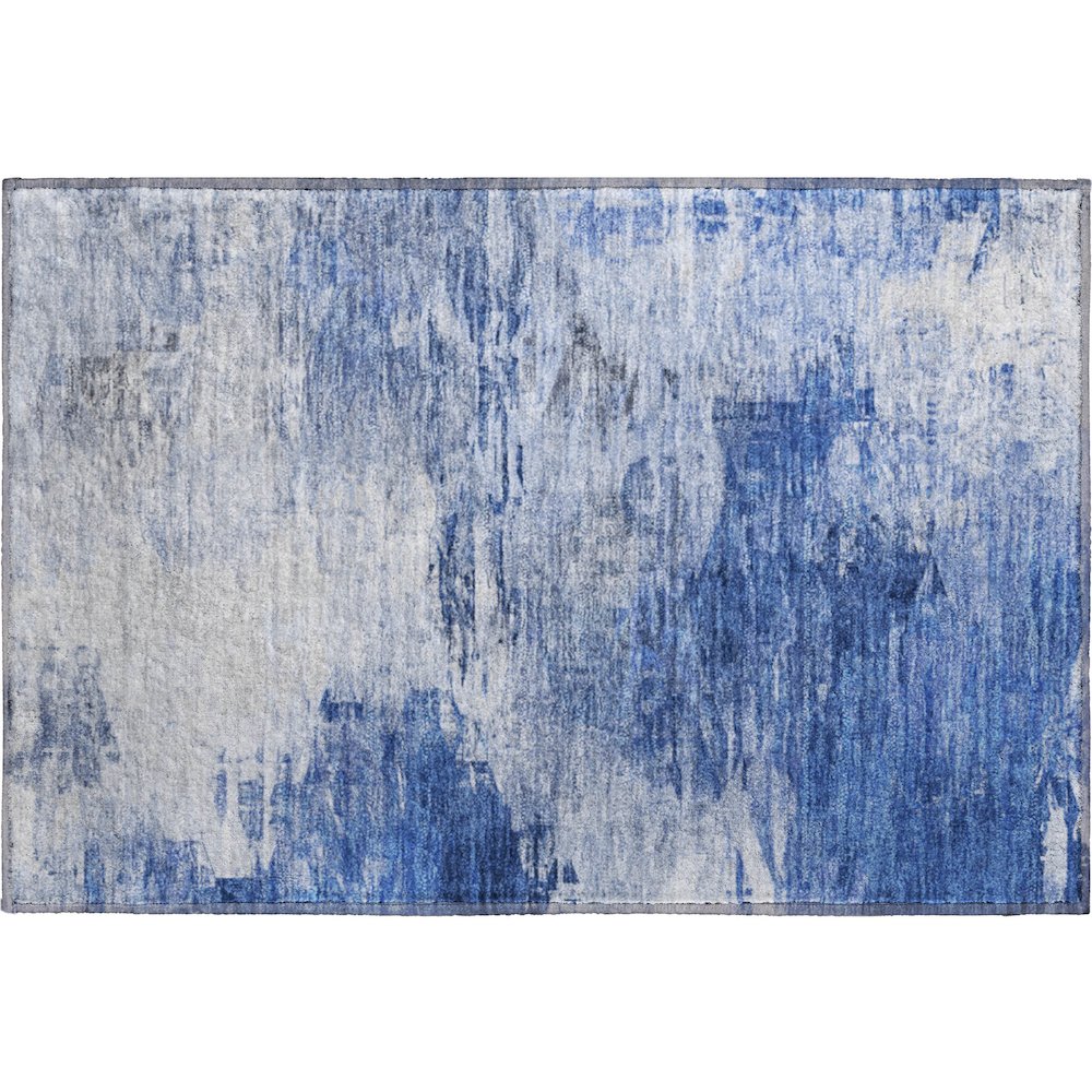 Premium Machine Washable Mayfield  Blue 1'8" x 2'6" Rug. Picture 1
