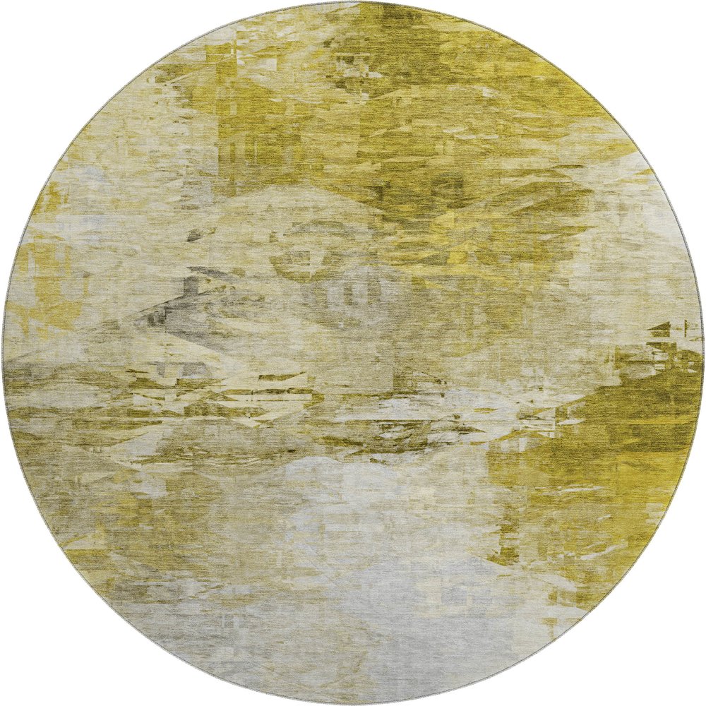 Premium Machine Washable Mayfield  Gold 8' x 8' Round Rug. Picture 1