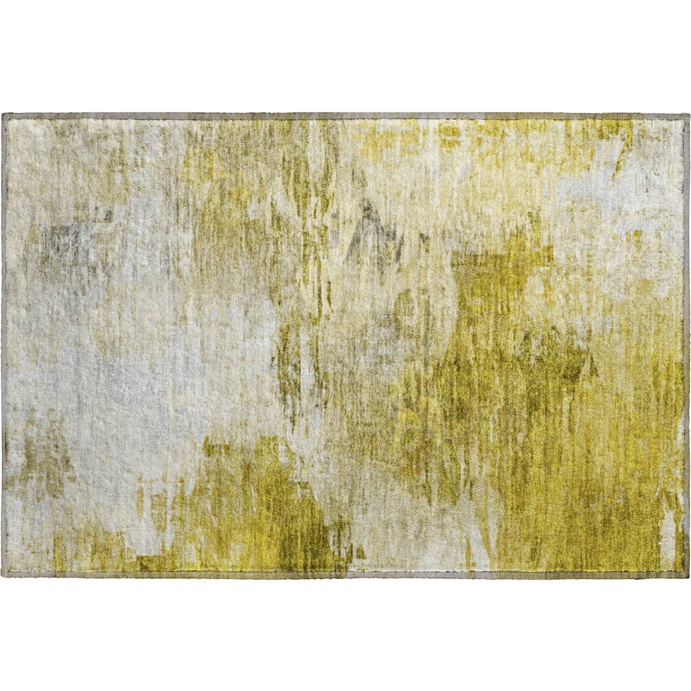 Premium Machine Washable Mayfield  Gold 1'8" x 2'6" Rug. Picture 1