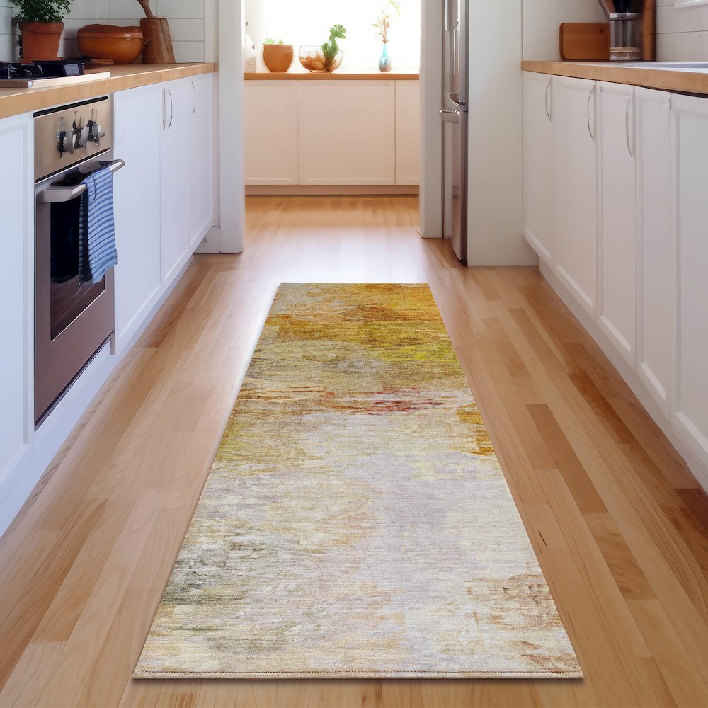 Premium Machine Washable Mayfield  Paprika 2'3" x 7'6" Runner Rug. Picture 5
